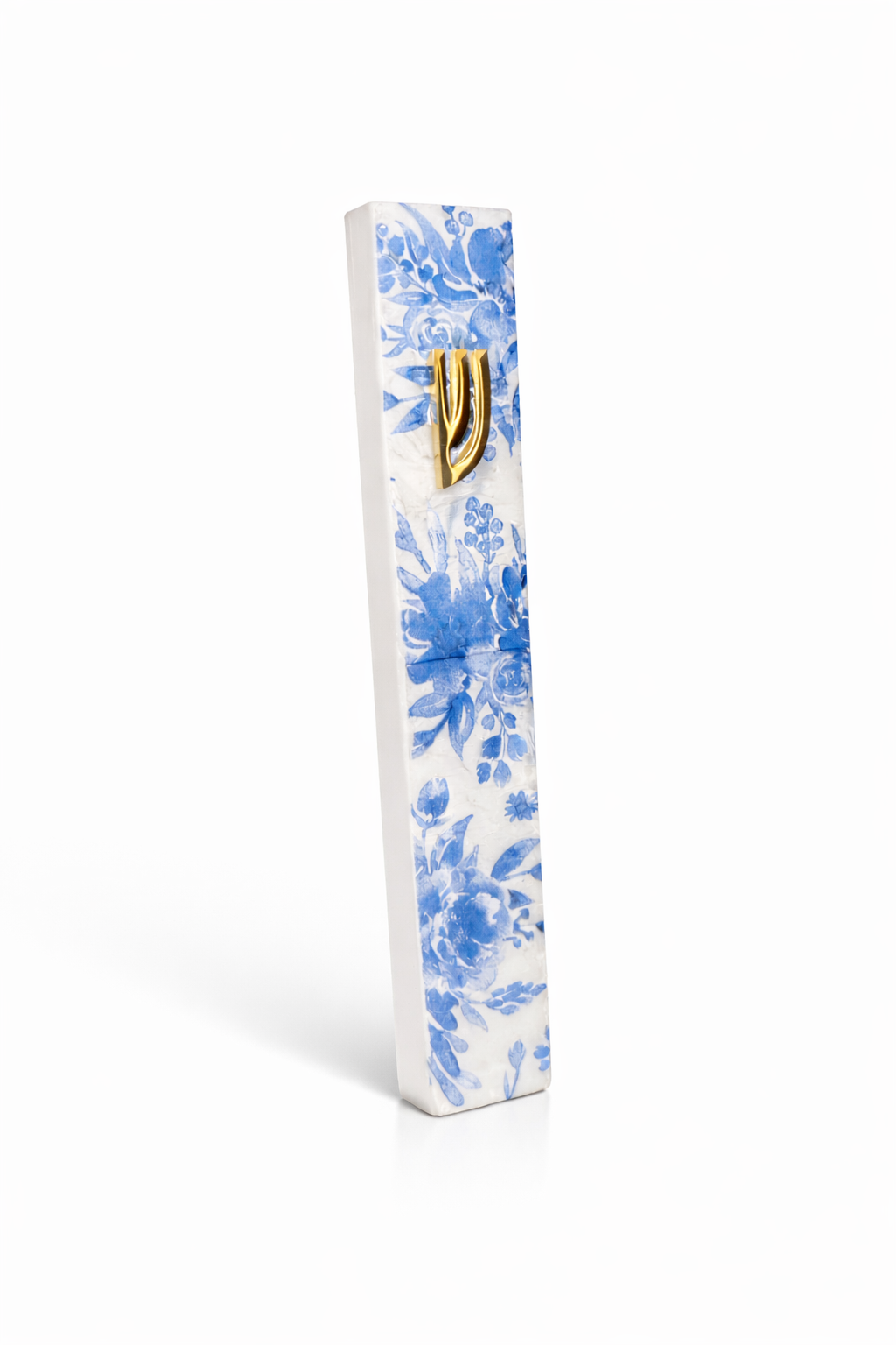 Handmade Blue Floral Mezuzah Case – Mykonos Inspired