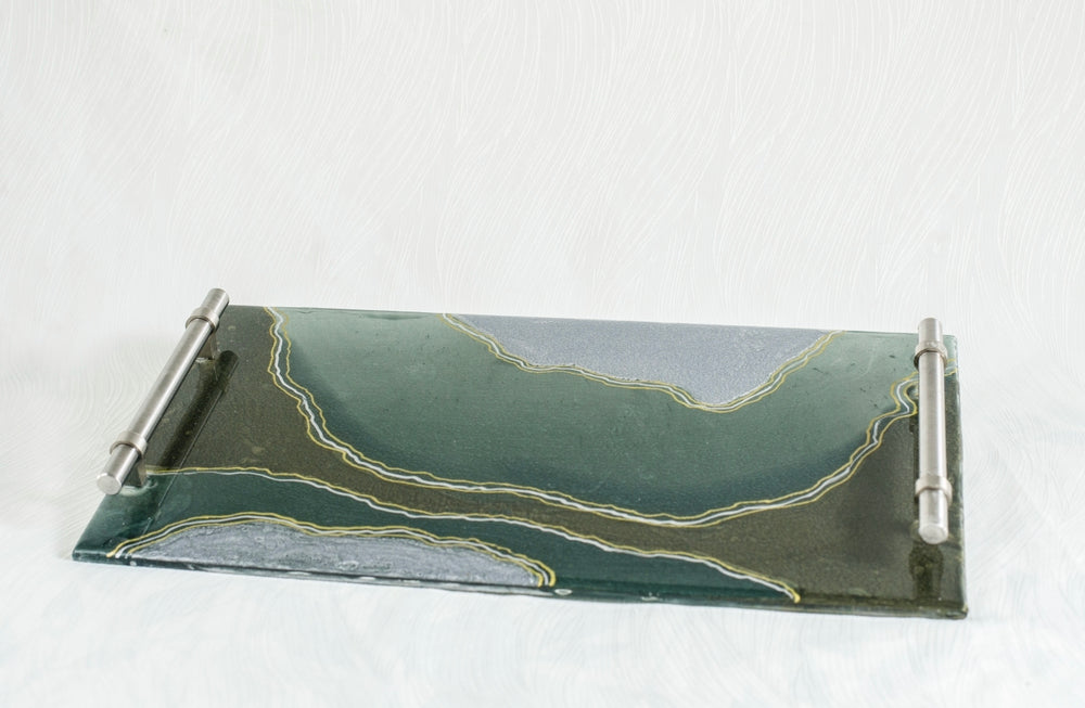 Green Challah/Candle tray 19x10