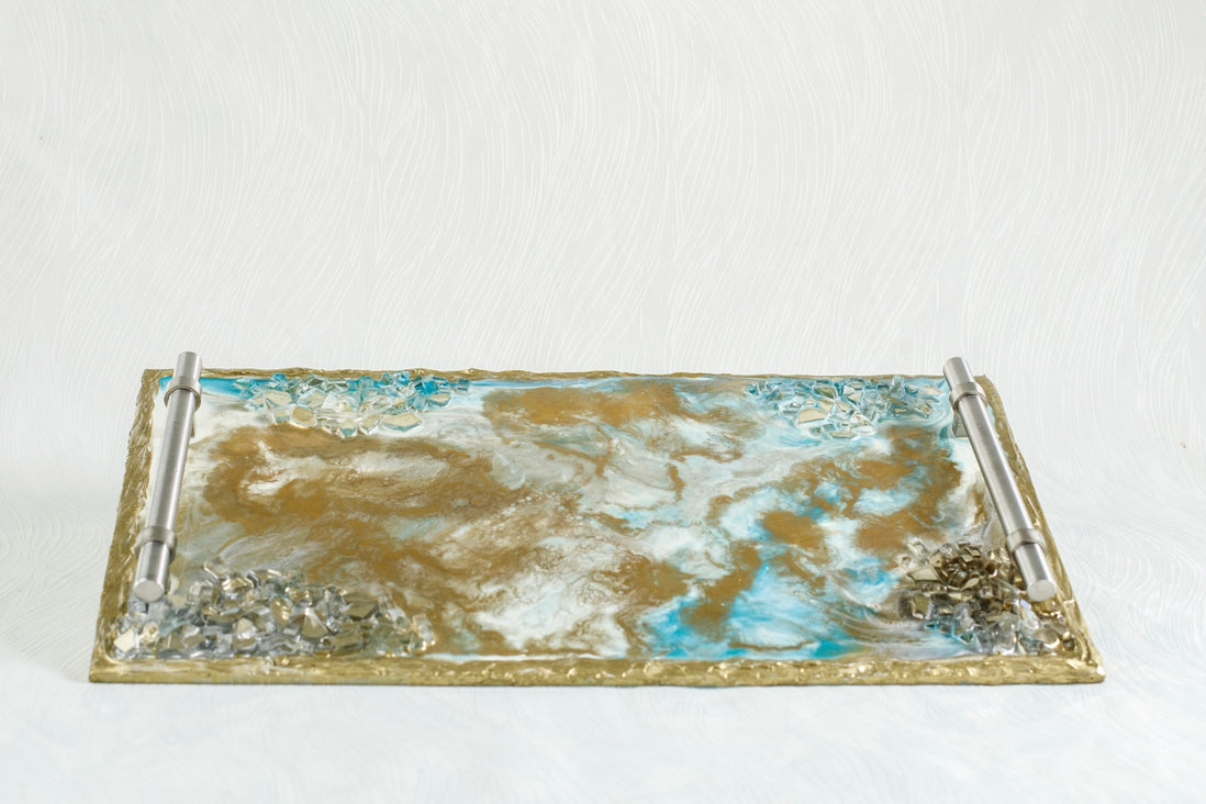 Gold Challah/Candle tray 19x10