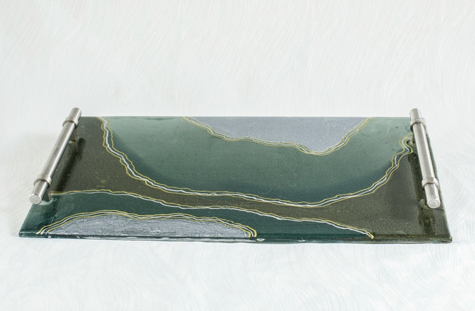 Green Challah/Candle tray 19x10