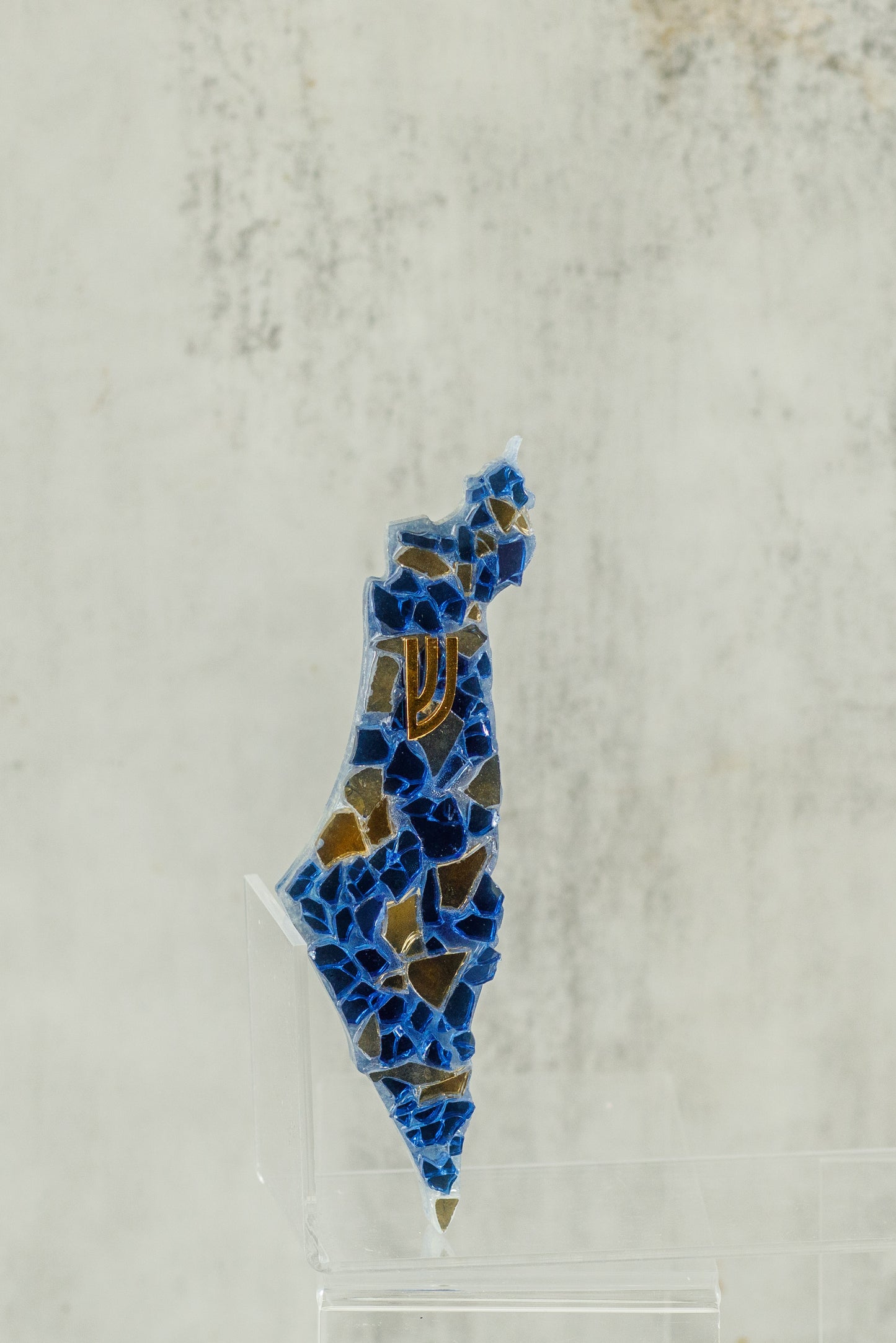 Israel-Shaped Mezuzah Case Blue-Gold