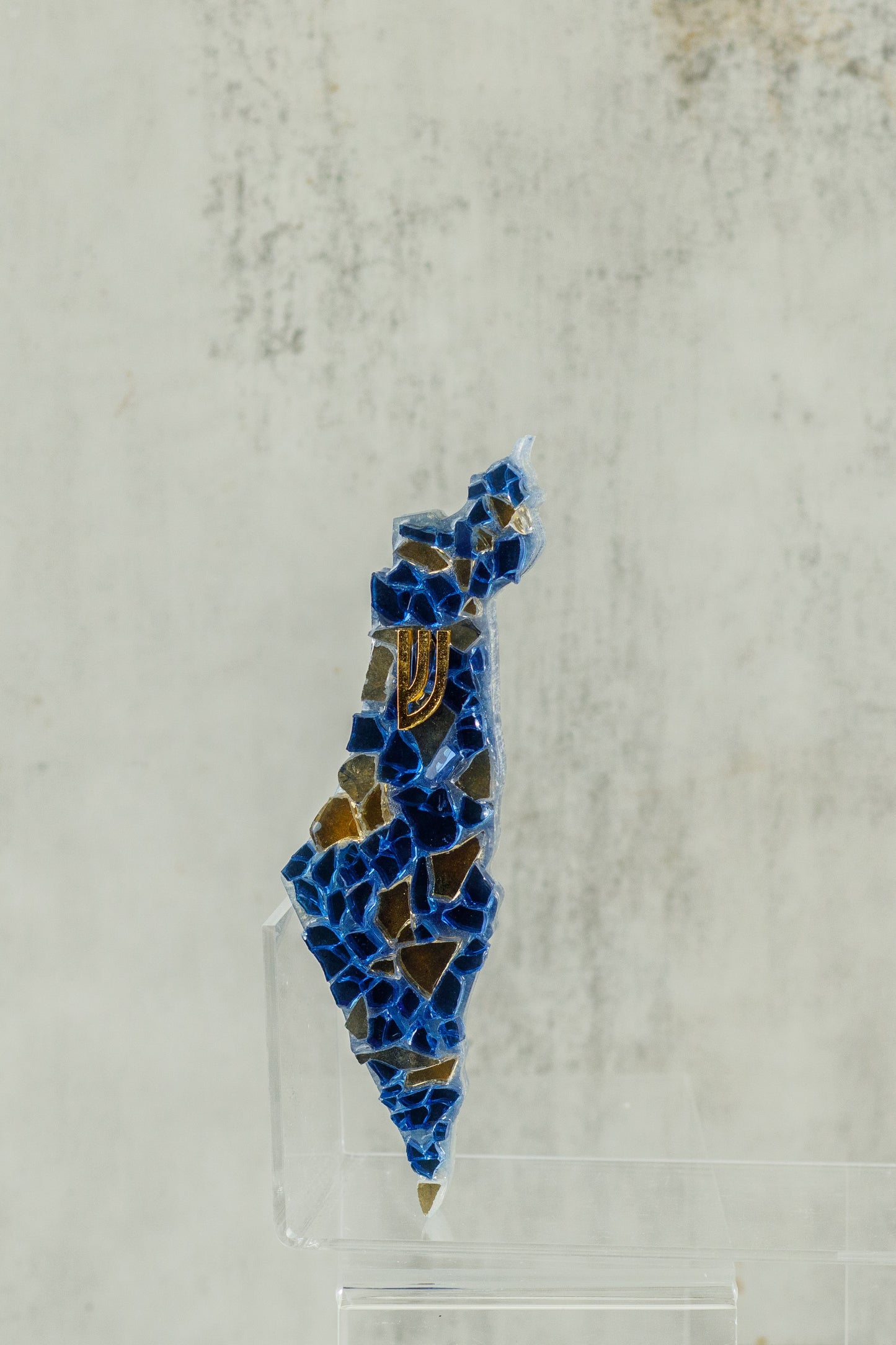 Israel-Shaped Mezuzah Case Blue-Gold