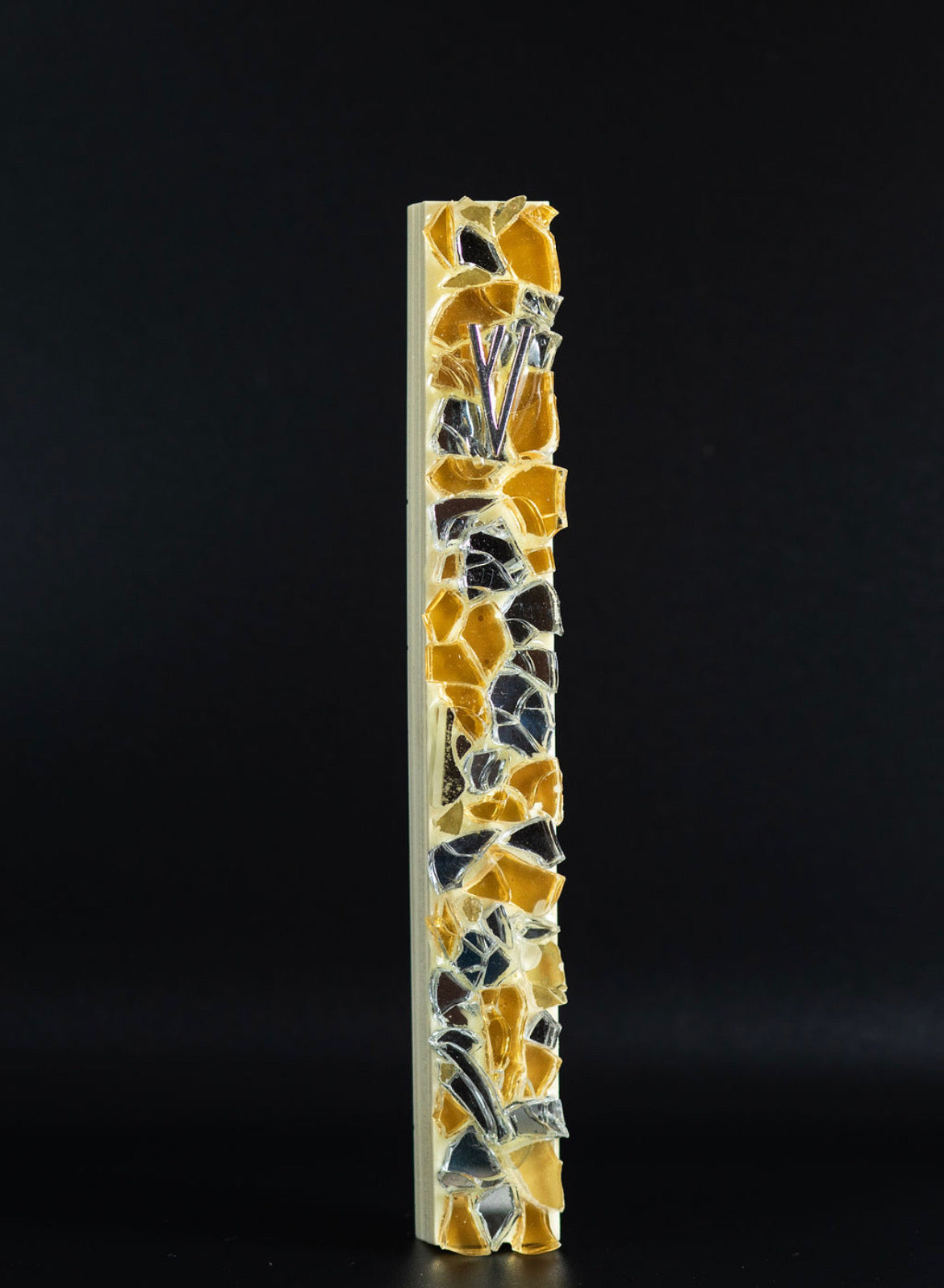 Yellow Stained Glass Rounded Mezuzah Case - Handmade outlet Mezuzah Case from Israel