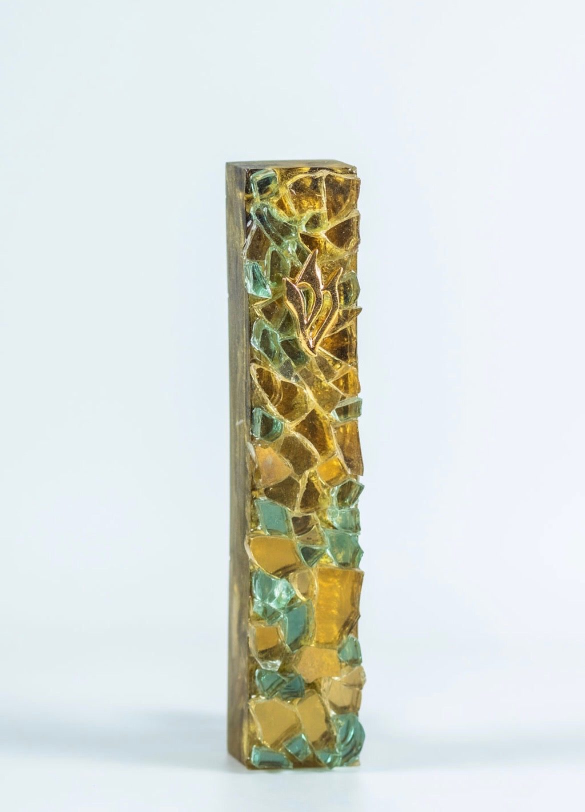 Gold-Green Mezuzah Case (Miriam)
