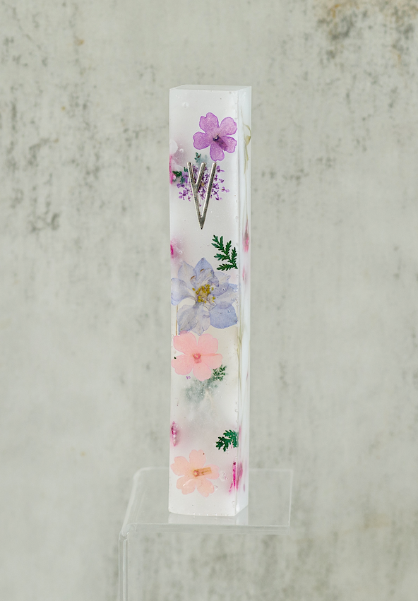 Floral Inlay Mezuzah Case