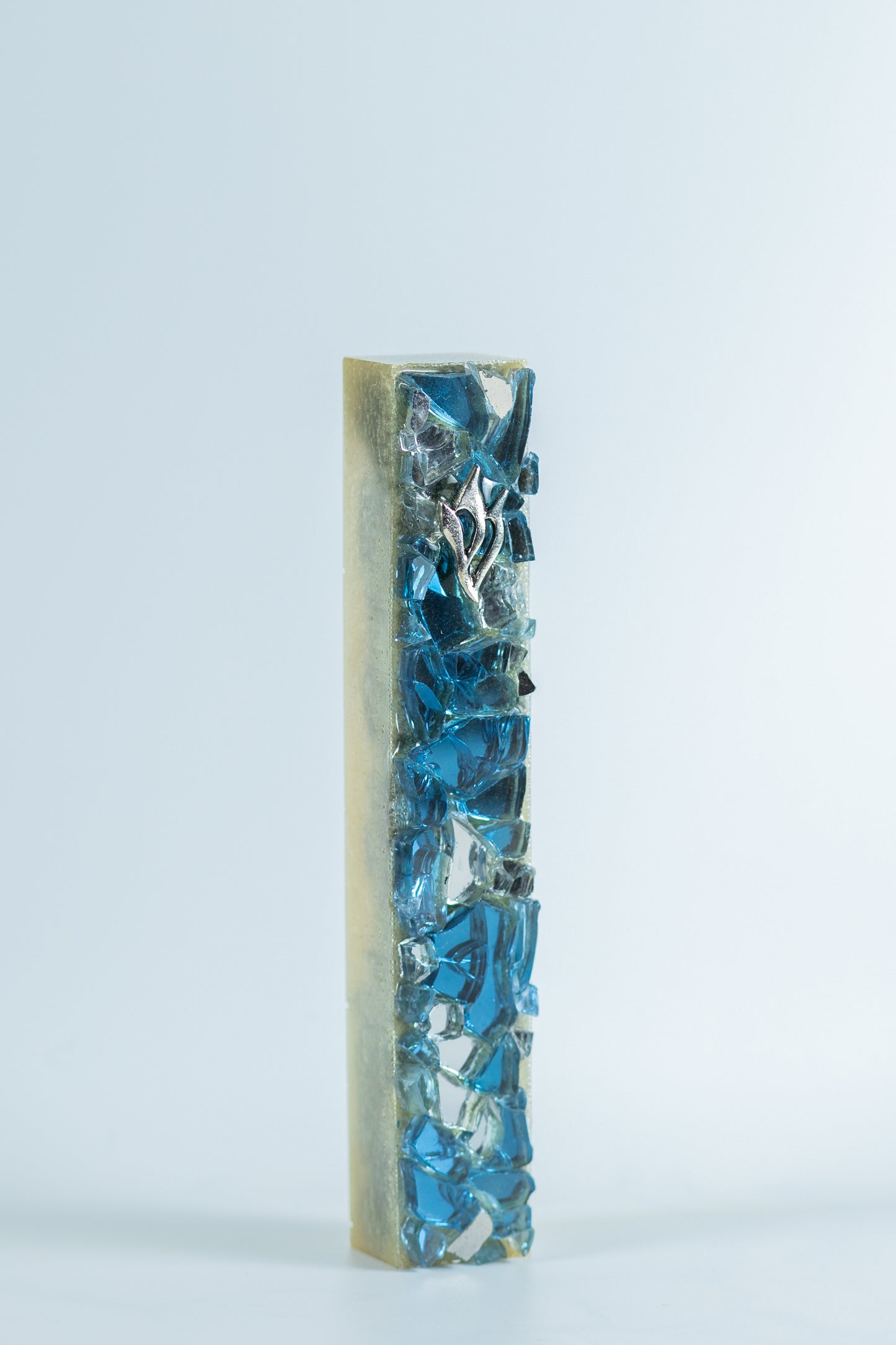 Blue and Silver Mosaic Mezuzah Case