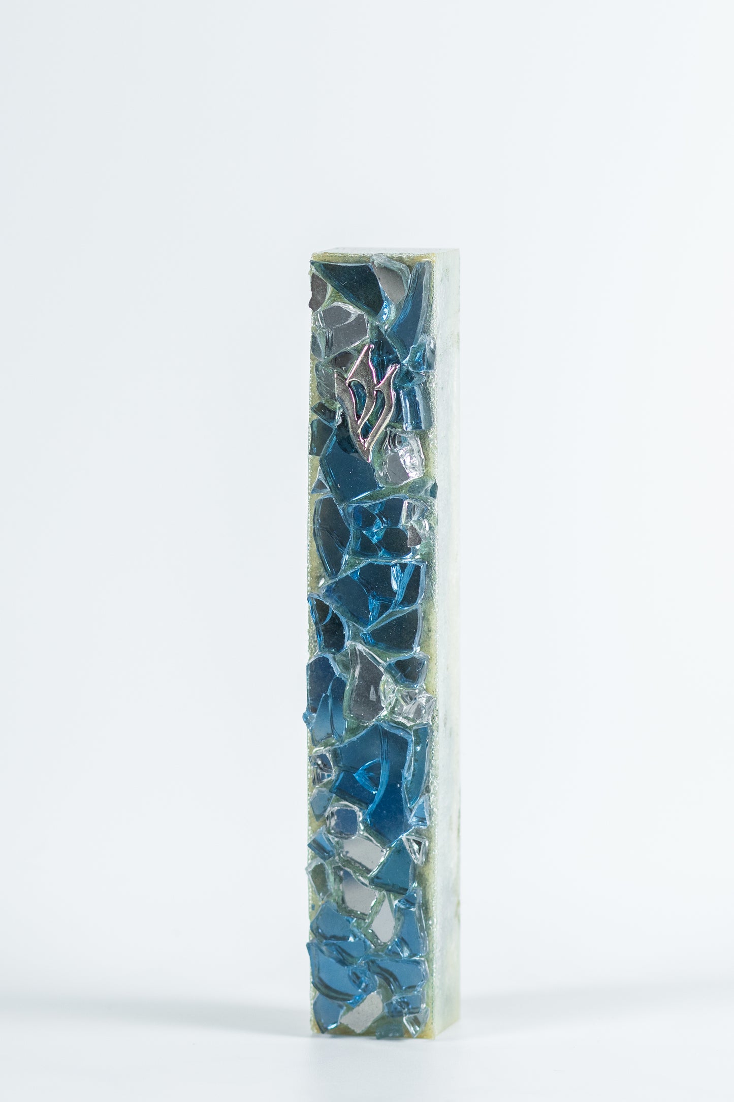 Blue and Silver Mosaic Mezuzah Case
