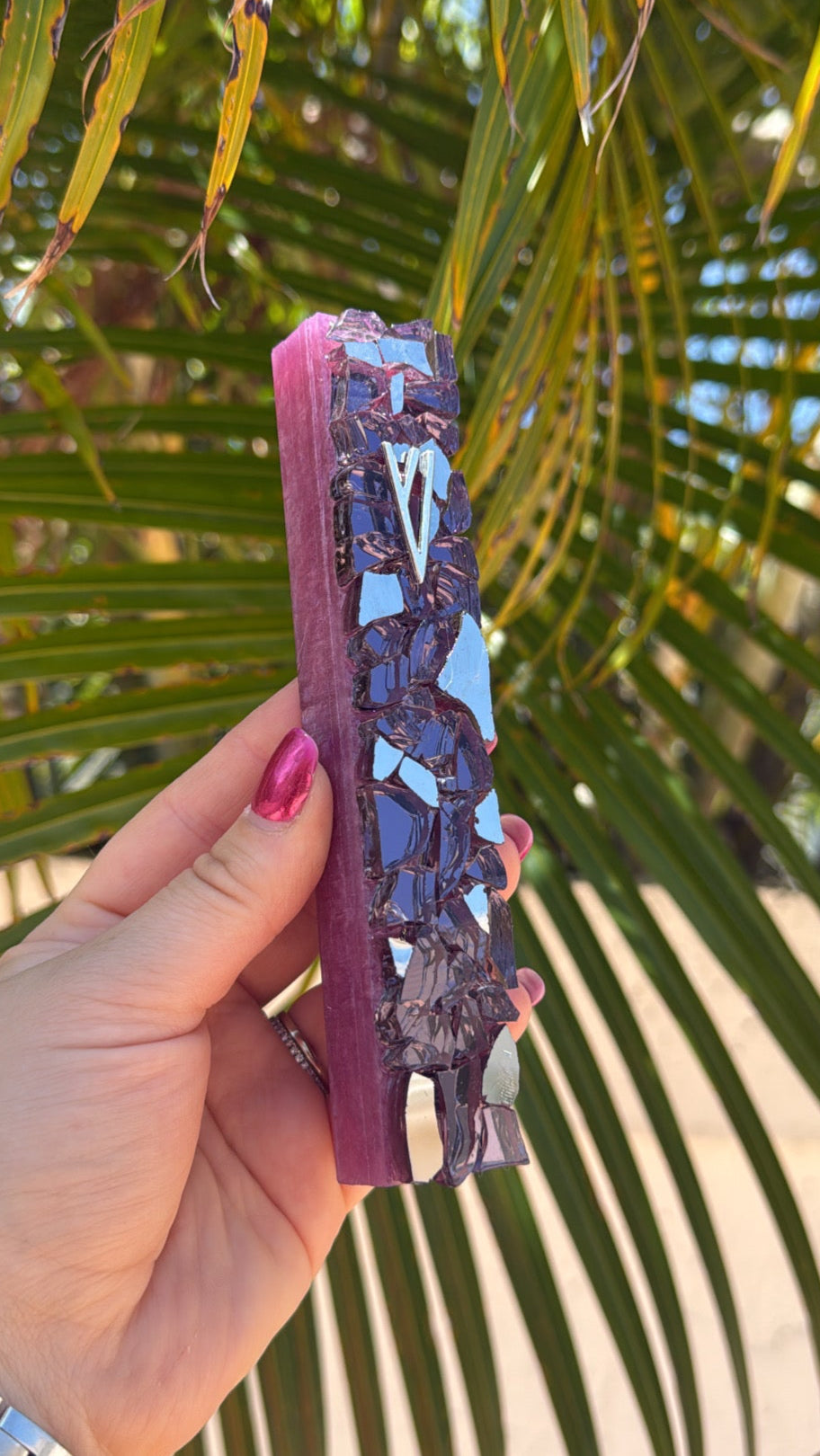 Purple Silver Mezuzah Case