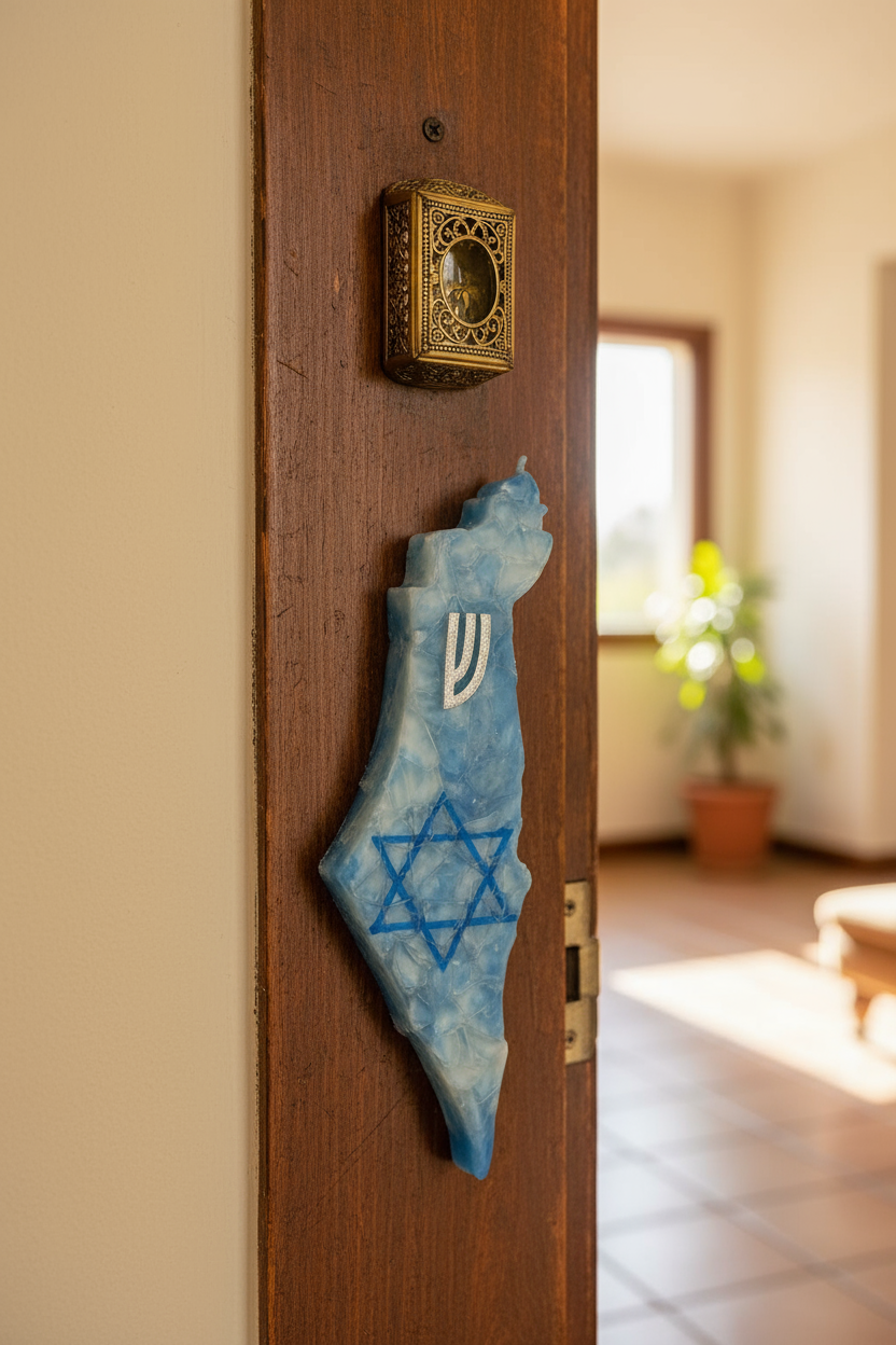 Clear Israel-Shaped Mezuzah Case with Magen David