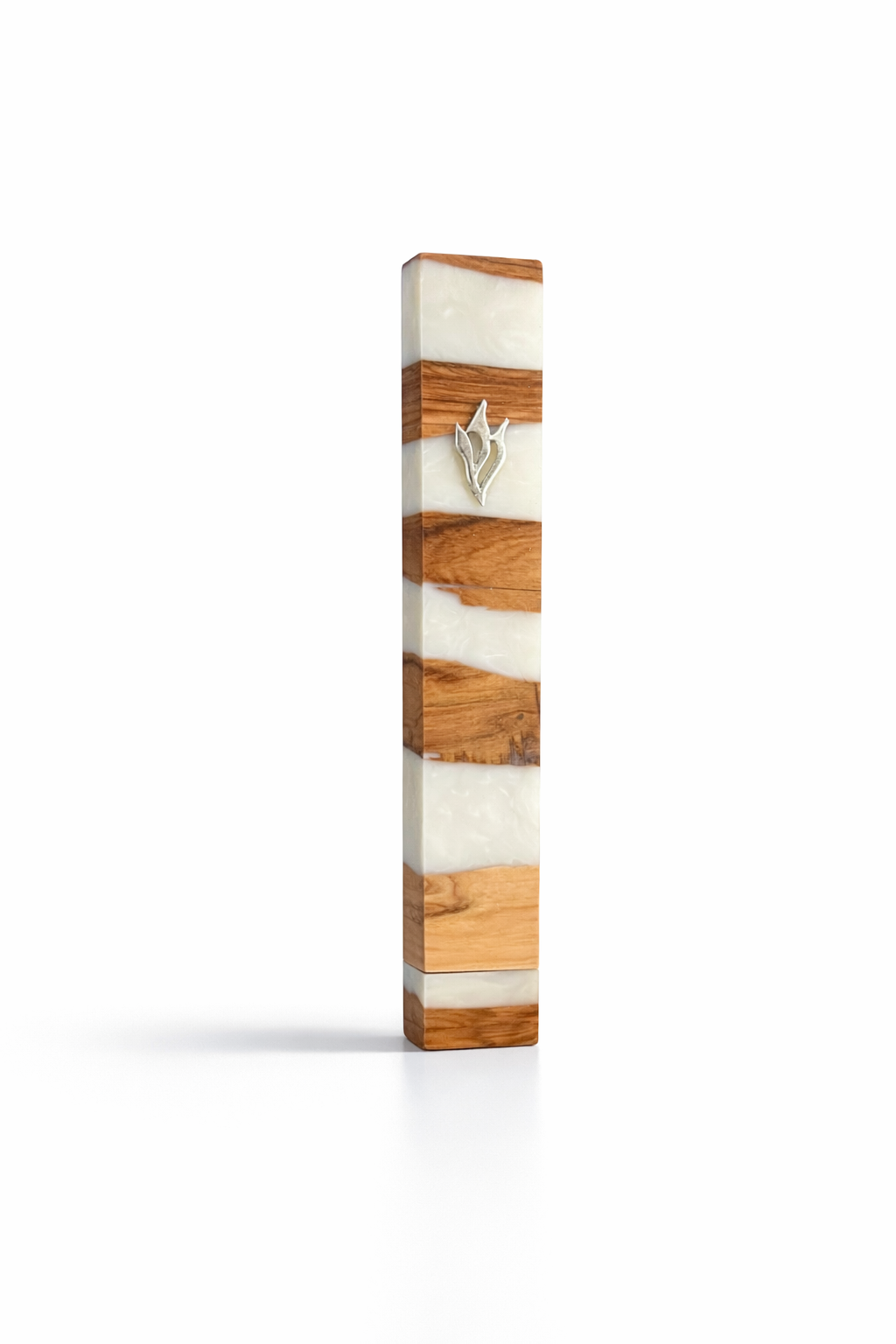 White Wood And Resin Mezuzah