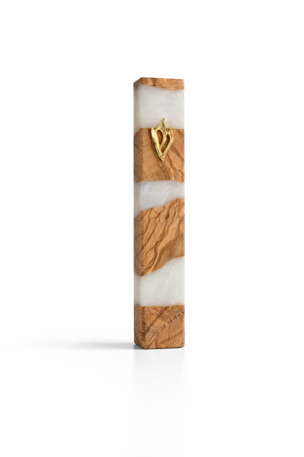 5” white mother pearl Wood And Resin Mezuzah Handmade