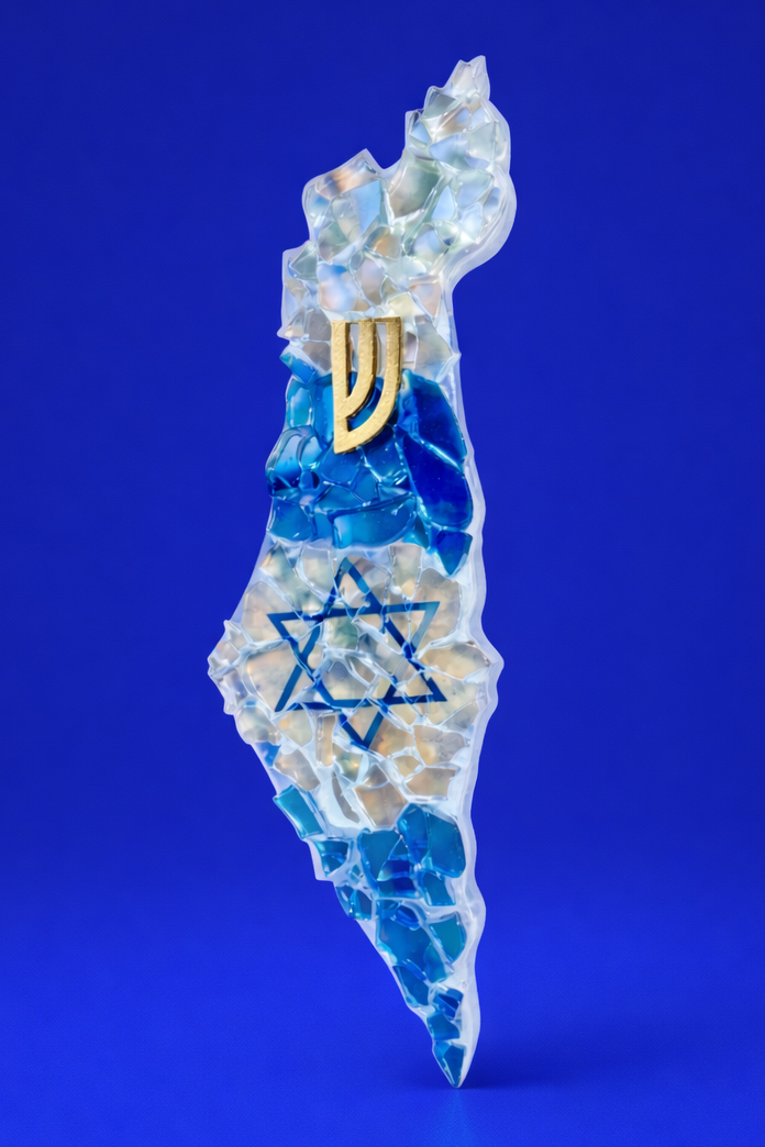 Handmade Israel-Shaped Mezuzah Case-Magen david