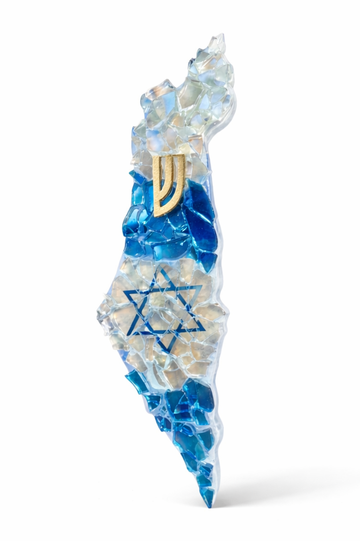 Handmade Israel-Shaped Mezuzah Case-Magen david