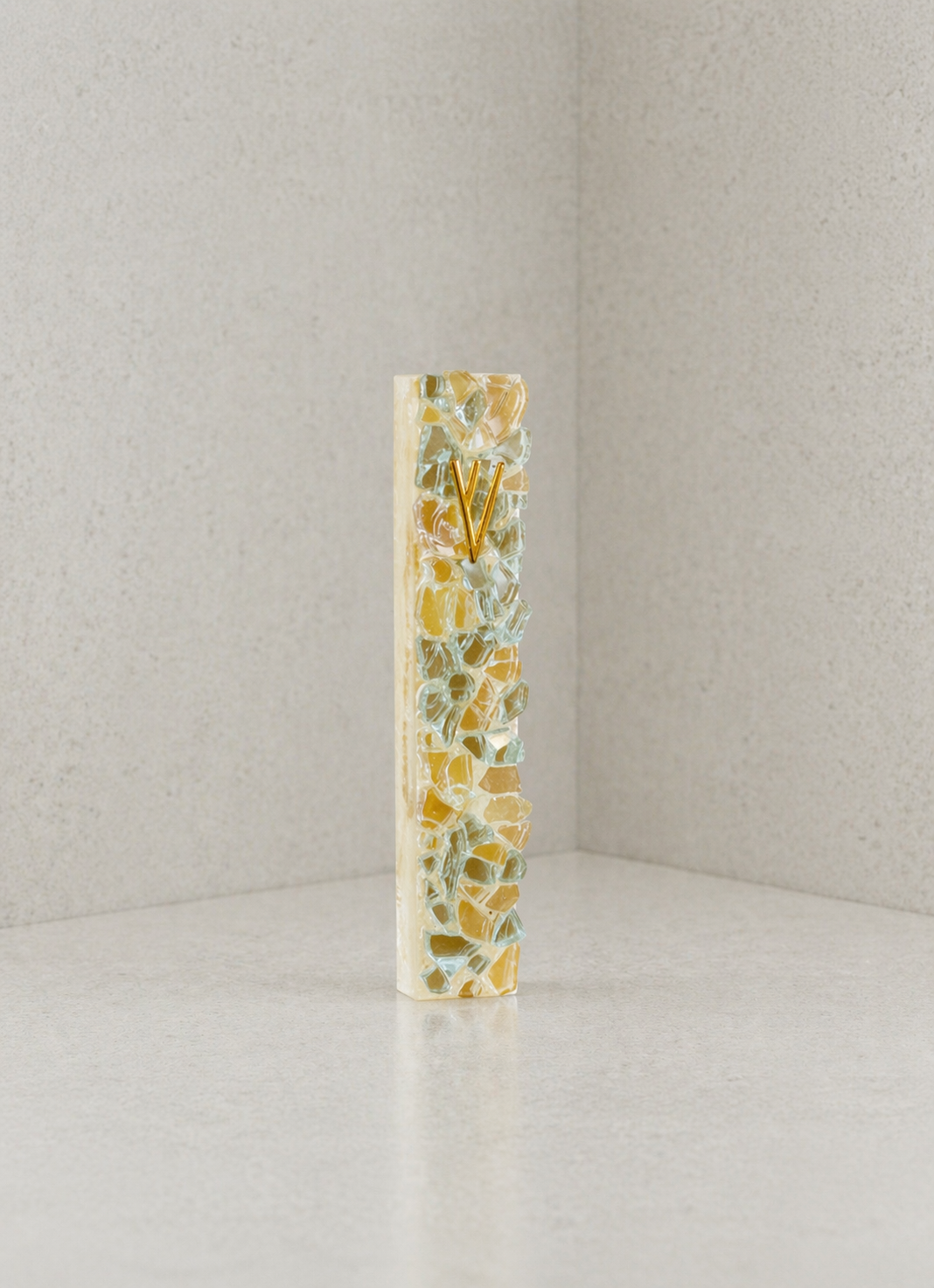 Gold Aqua Mezuzah Case