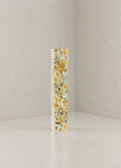 Gold Aqua Mezuzah Case