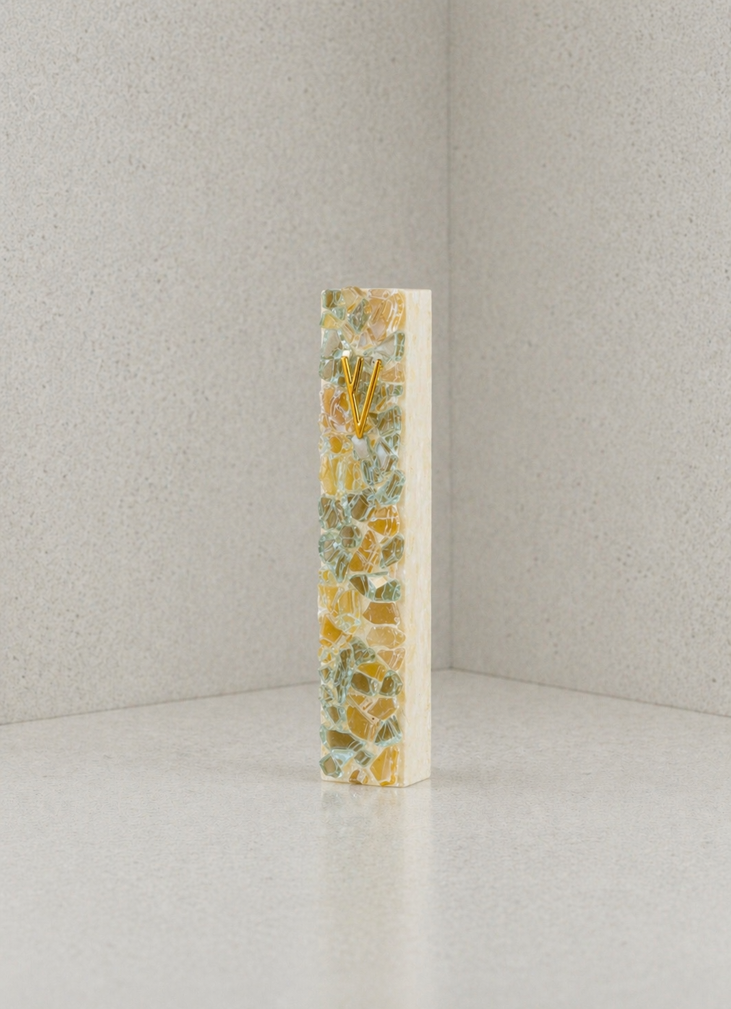 Gold Aqua Mezuzah Case