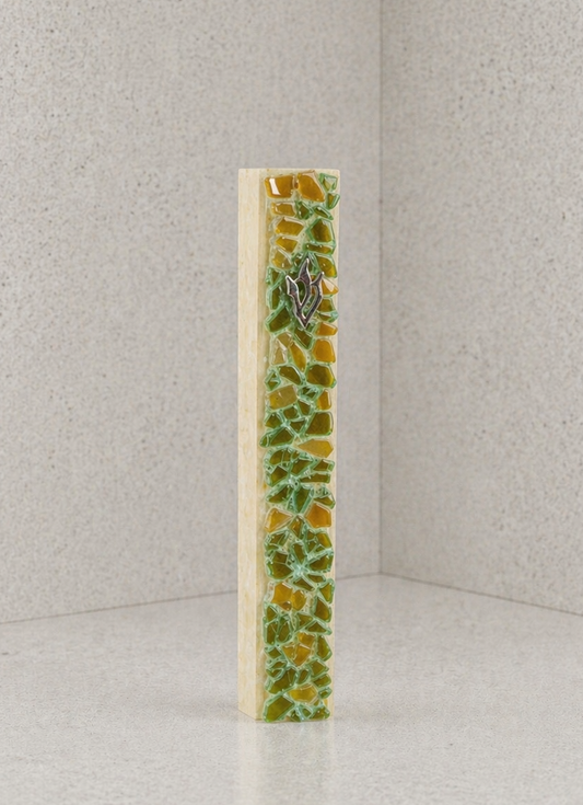 Olive and Amber Mezuzah Case