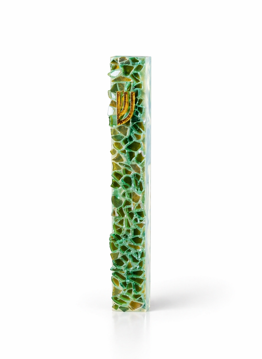 Light Teal and Gold Mezuzah Case
