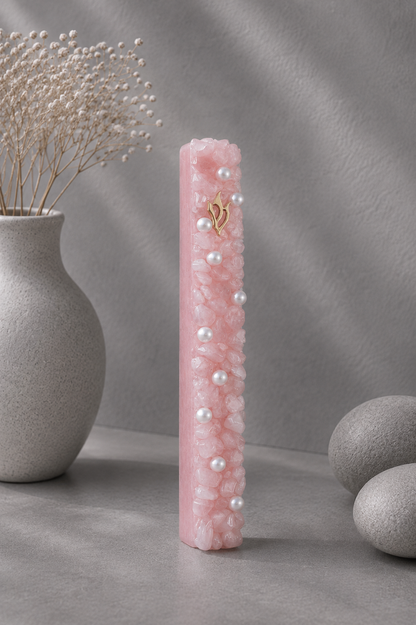 Dusty Rose Quarts Mezuzah