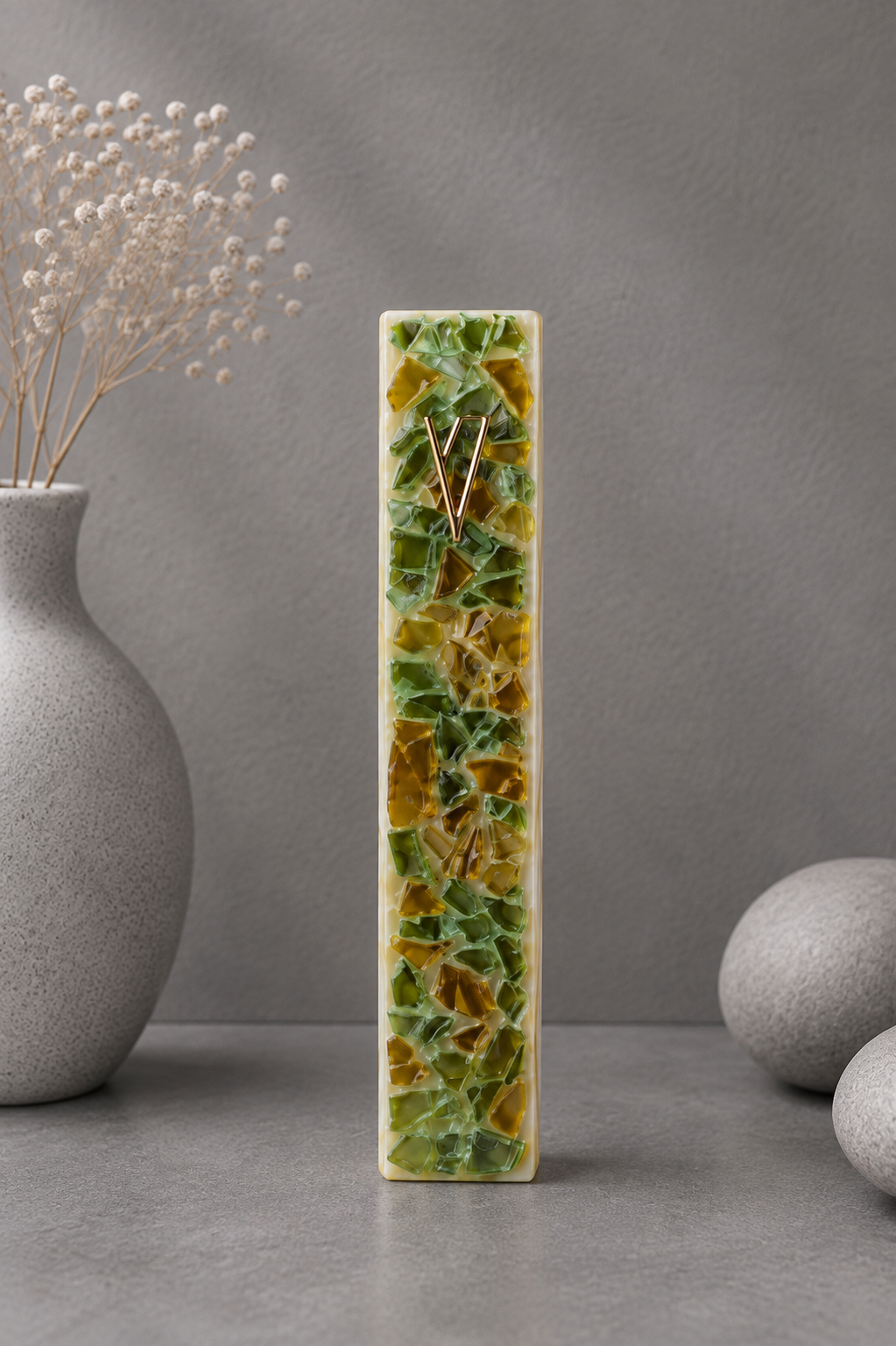 Green Amber Mezuzah Case
