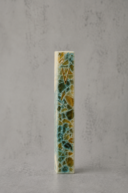 Aqua and Amber Mezuzah Case
