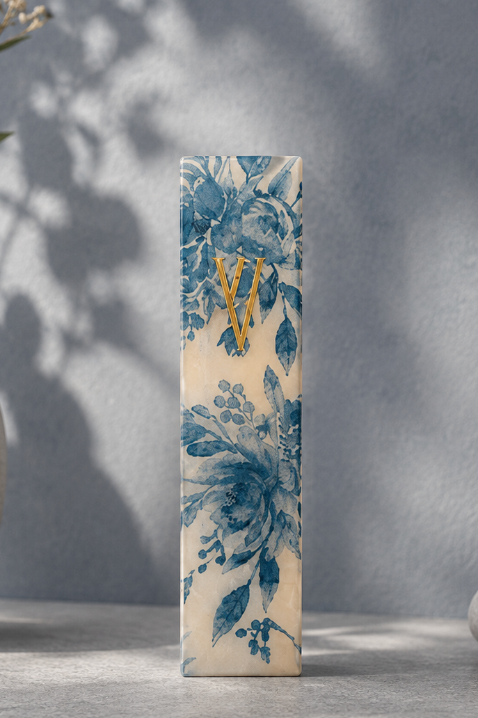 Mykonos Inspired-Floral Mezuzah Case
