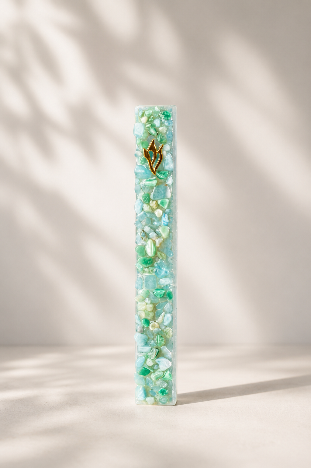 Green and Blue Crystal Mezuzah Case