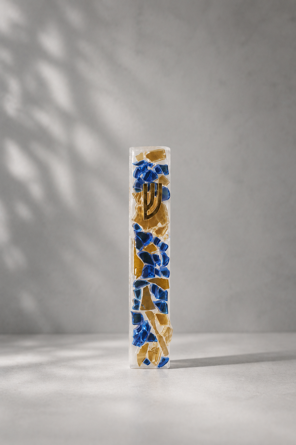 Gold and Blue Mezuzah Case