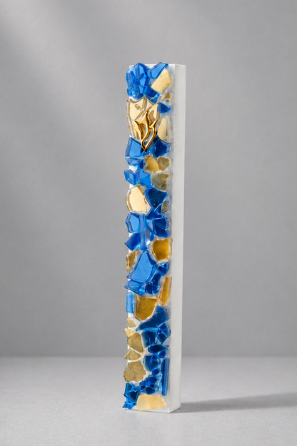 Blue and Gold Mezuzah Case