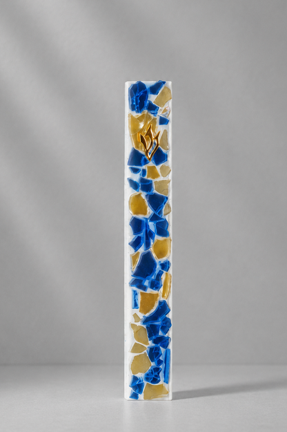 Blue and Gold Mezuzah Case